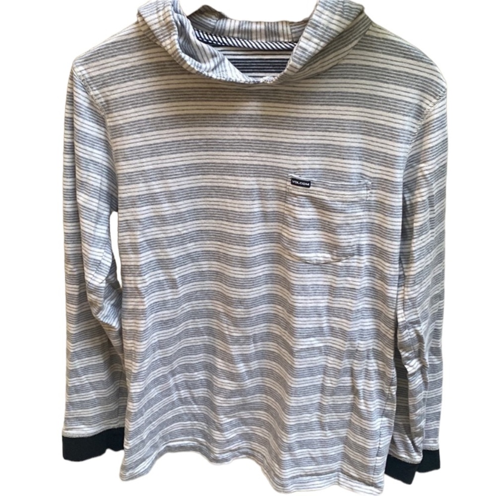 *3 FOR $30 SALE* Volcom Lightweight Hoodie - White & Navy Blue Stripes - Small